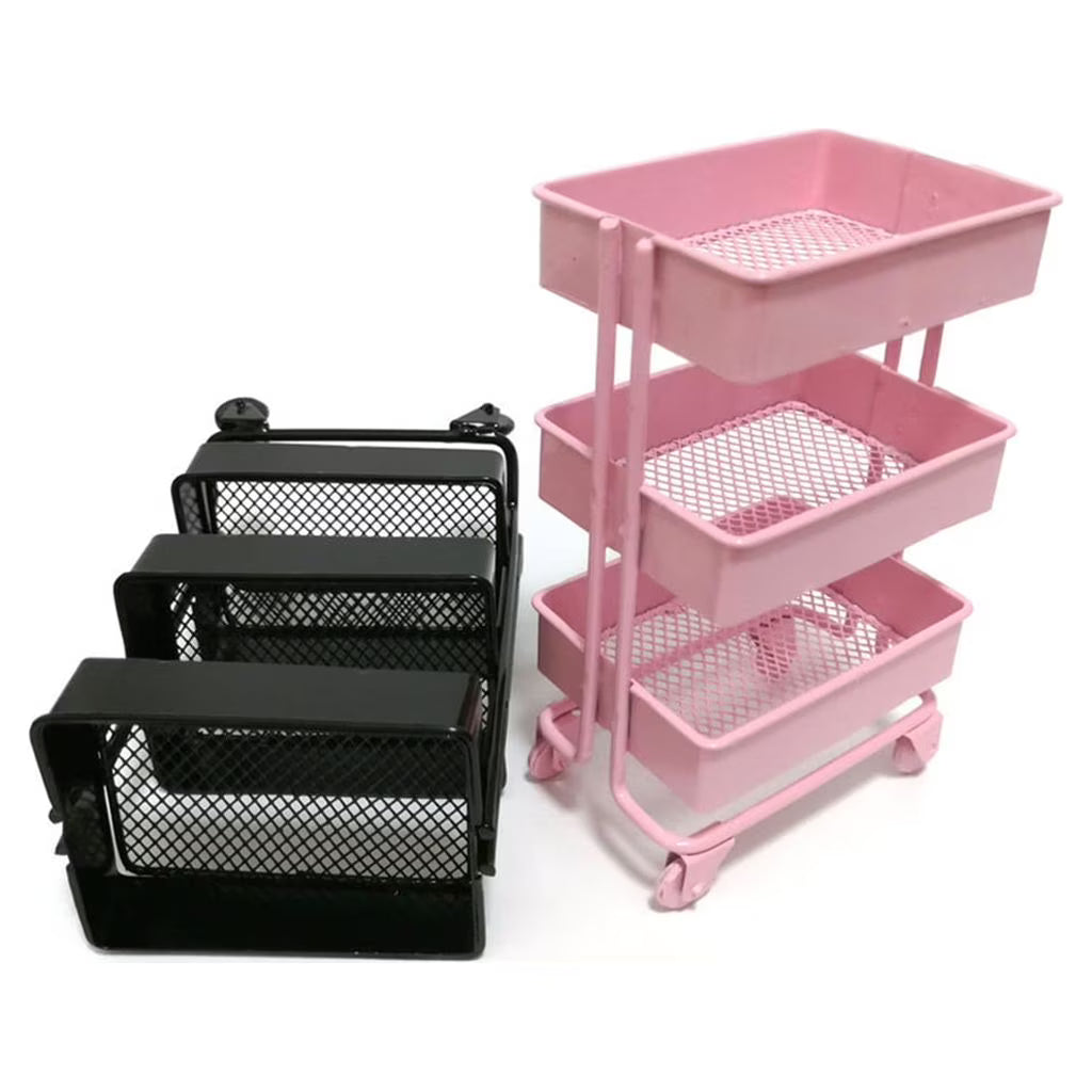 SDFGTstore 3 Tiers Mini Trolley Storage Rack Collection Accessories Miniature Storage Cart